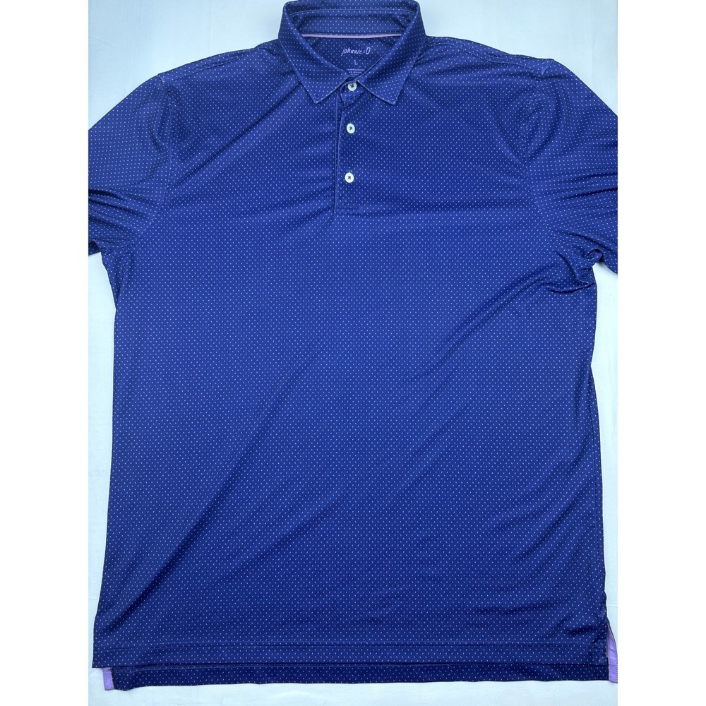 Johnnie-O Polo Shirt Large Blue Rainer Golf Club All Over Print Performance Mens